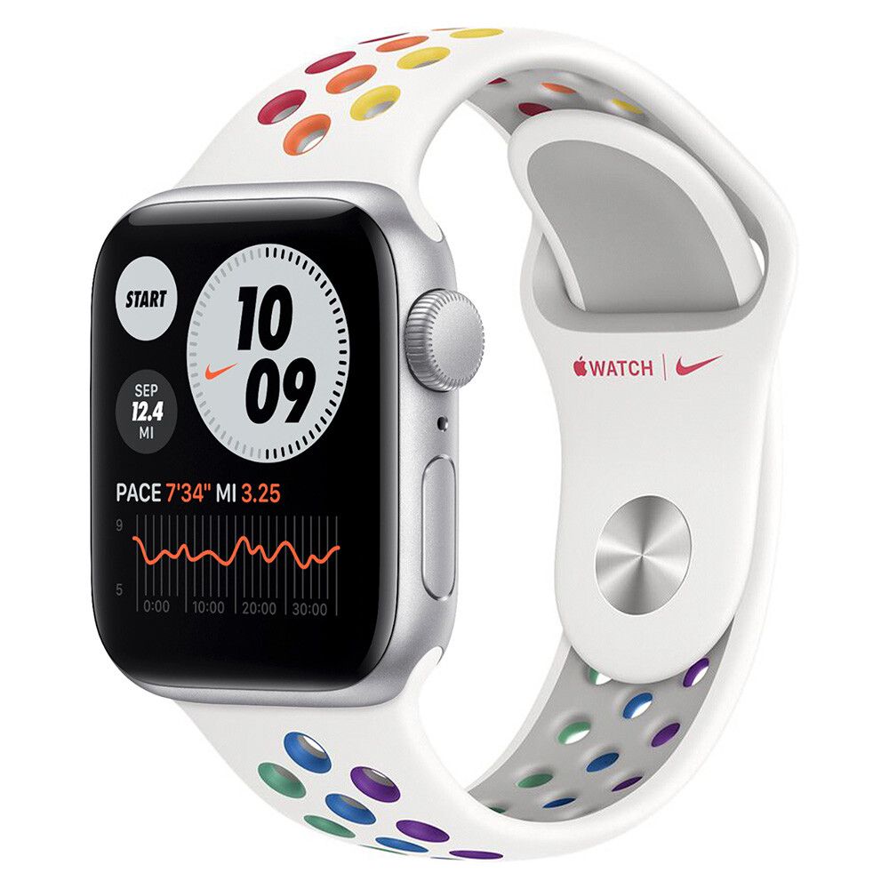 Apple Watch Series 5 40 mm Nike GPS Aluminium Argent et Bracelet Sport Nike  Pride Edition